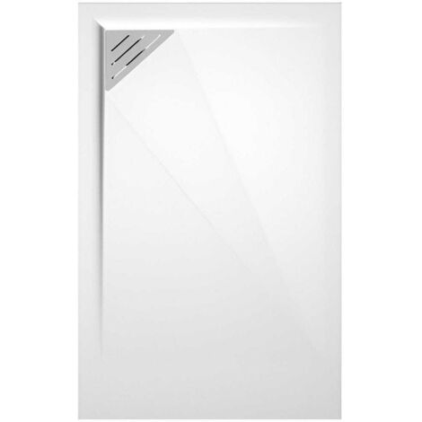 Mineralguss-Duschwanne extra flach TRINITY in WEIß 80x80 cm Ablauf linksbündig
