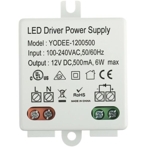Mini 12V DC 6W LED-Transformator für 12V Niedervolt-LED-Lampen oder andere Netzteile, klein und flach, keine Mindestlastanforderung (1 Stück).
