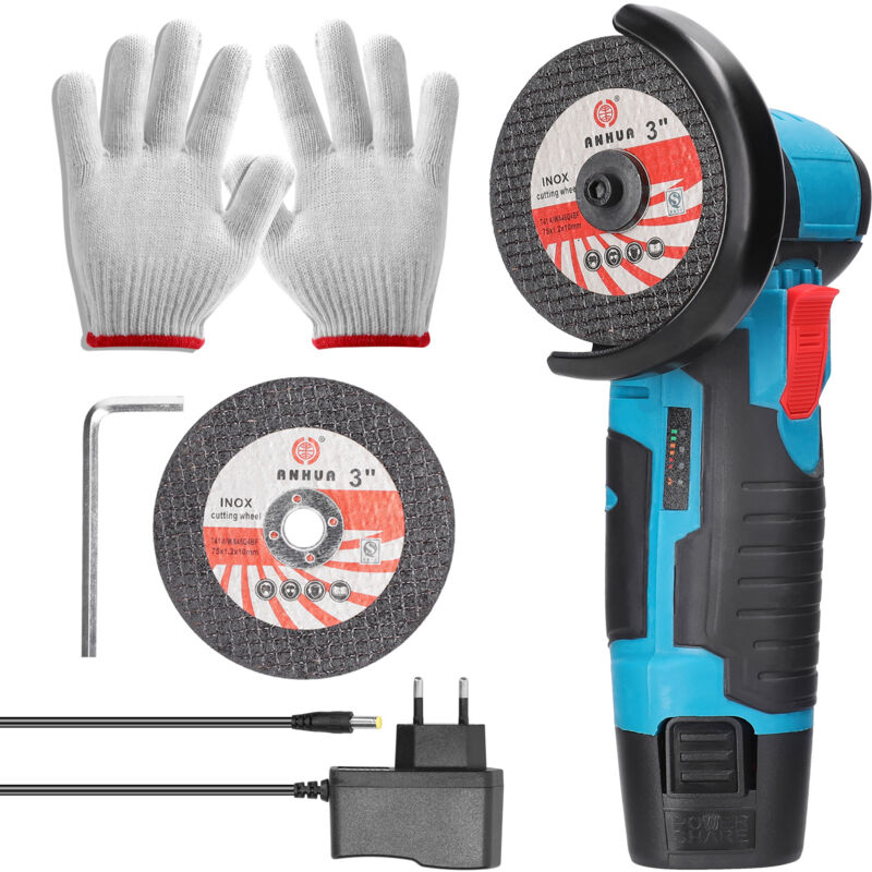 Mini 19500rpm 12V Professional mit 1 Batterien,Mini Akku Winkelschleifer 76mm zum Schneiden,Polieren und Schleifen,Angle Grinder,Trennen