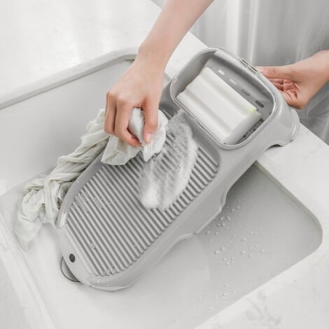 Mini 2-in-1 Tragbares Anti-Rutsch-Waschbrett mit Seifenhalter, PP und PS, 38,7 cm, für Zuhause/Studentenwohnheim