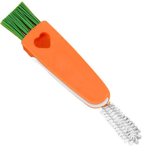 Mini-3-in-1-Karottenbürste zur Reinigung von Gläsern, Flaschen und Becherhüllen mit Haken und Spirale, aus robustem Kunststoff, tragbar, 50 g