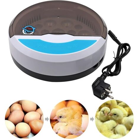 Mini 9 Incubateur d'Oeufs Incubateur de Volaille de Poulet Numérique Contrôle Automatique de la Température Incubateur d'Oeufs de Canard d'Oie de Poulet avec Plateau à Oeufs Prise UE