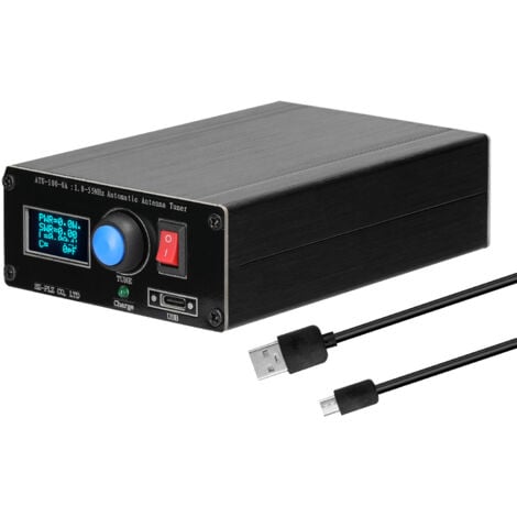 DECDEAL Mini accordeur d'antenne automatique ATU-100-0A 1.8-55MHz, écran OLED de 0.91 pouces, boîtier extérieur en alliage d'aluminium avec batterie 1500MAh, Multicolore