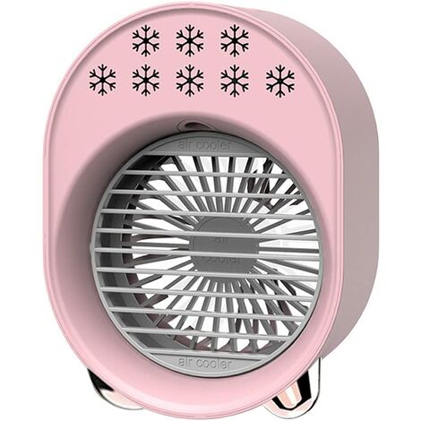 Mini acondicionador de aire portátil humidificador usb ventilador de enfriamiento 3 velocidad ventilador de luz nocturna oficina rosa
