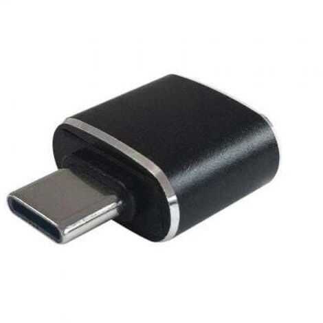 MINI ADAPTADOR AISENS USB 3.1 CONECTORES USB TIPO-C MACHO A USB -A HEMBRA 3A NEGRO A108-0369