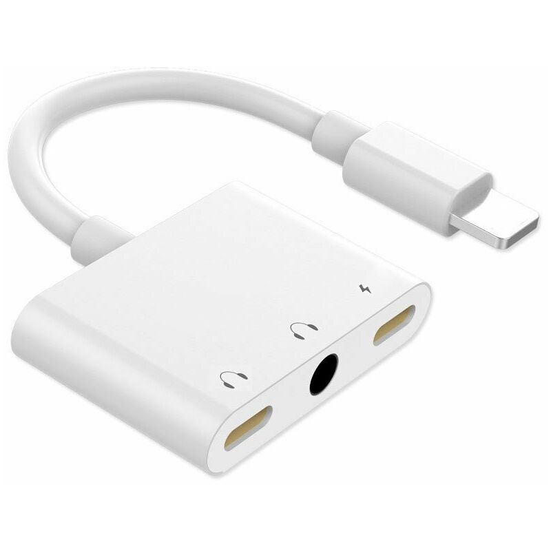 

Mini adaptador de divisor dual Adaptador de cargador convertidor AUX de audio con puertos duales Puerto de carga de conector de auriculares de 3,5 mm