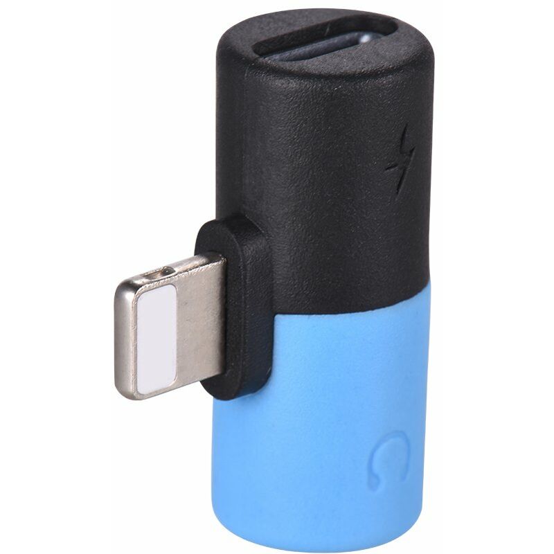

Mini adaptador divisor 2 en 1 Adaptador convertidor AUX de audio con puertos duales Puerto de carga para auriculares de 3,5 mm,Negro + azul