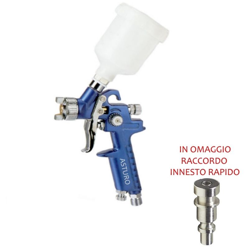 Mini Aerografo H 2000 Asturo Pistola Hvlp Aria Verniciatura Vernici...