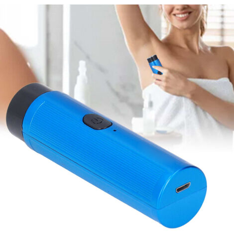 Mini afeitadora eléctrica portátil, recargable y silenciosa para hombre con doble rejilla, ABS y acero inoxidable, 55 g, batería de litio de 160 mAh, 1 afeitadora + accesorios (azul)
