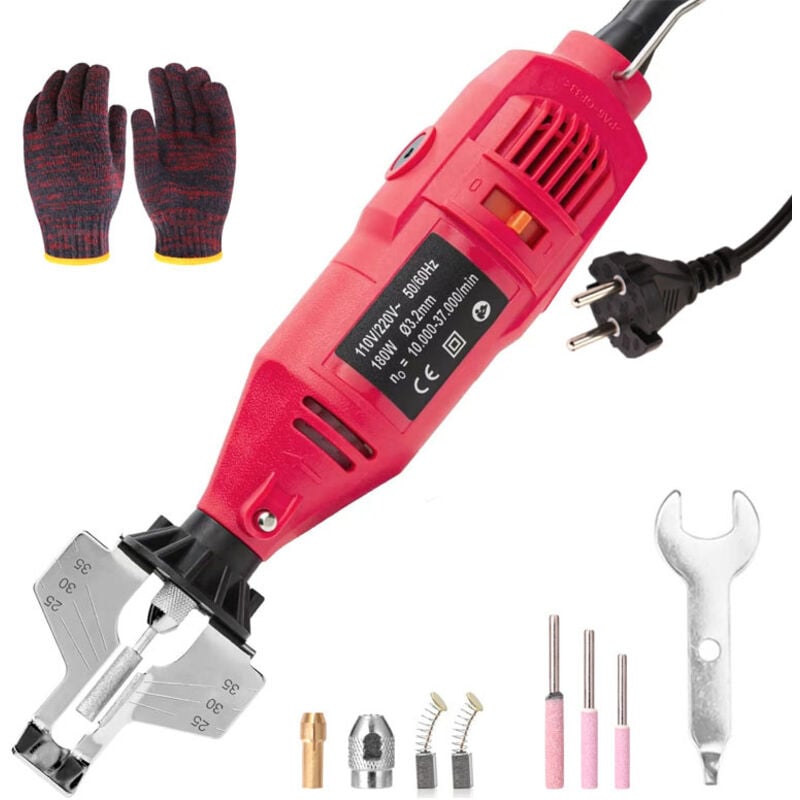 Mini affûteuse de scie à chaîne, 180W Système de affûtage de Machine de meulage de scie à chaîne électrique avec Trois Tailles de meules, 37000 tr/min