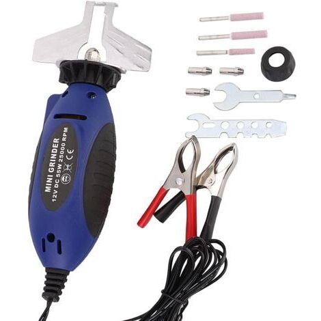 Mini affûteuse de scie à chaîne, DC 12V 55W Système de affûtage de Machine de meulage de scie à chaîne électrique avec Trois Tailles de meules