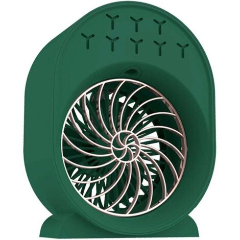 Mini aire acondicionado personal recargable por USB, 3 velocidades, con luz LED, para casa y oficina (verde)