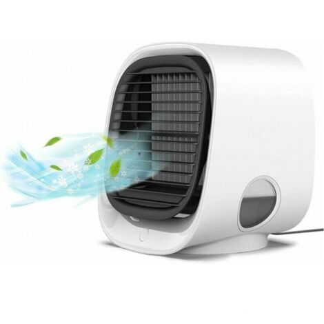 Mini aire acondicionado portátil blanco, 3 en 1 con ventilador de 3 velocidades, silencioso, para el hogar y la oficina.