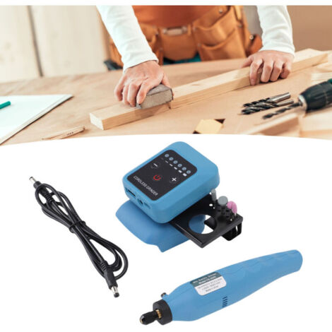 Mini-Akku-Schleifmaschine, 6000–18000 U/min, 6 Geschwindigkeitsstufen, tragbare elektrische Schleif- und Schnitzmaschine mit USB-Typ-C-Anschluss, Werkbank und Ständer