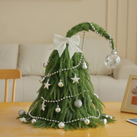 Mini albero di Natale artificiale da tavolo, articoli natalizi, piccolo albero di Natale pre-decorato per decorazioni natalizie da interno, 45 cm