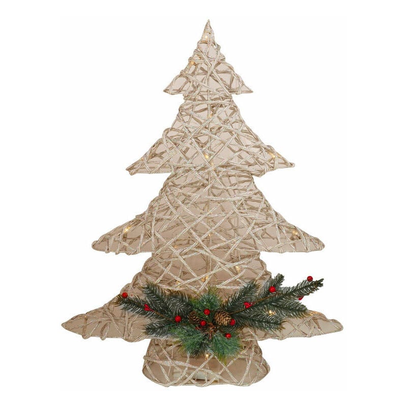 Mini Albero di Natale Decorativo H60 cm con Luce led Bianco Caldo