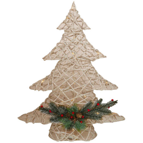 Mini Albero di Natale Decorativo H60 cm con Luce LED Bianco Caldo