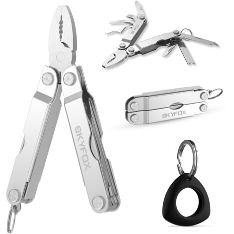 Mini alicates multiherramienta EDC, alicates multiherramienta de alta calidad, pequeño llavero multiherramienta hecho a mano, multiherramienta portátil, con funda de silicona Skygox AirTag