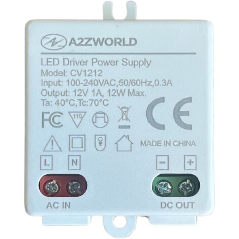 Mini Alimentatore Trasformatore 12V 12W 1A Per Striscia Led 45X40X20mm