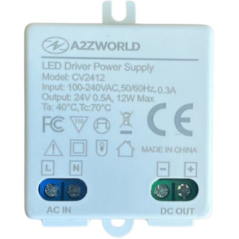 Mini Alimentatore Trasformatore 24V 12W 0,5A Per Striscia Led 45X40X20mm