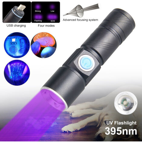 Mini Aluminum Alloy USB Torch (Purple Light), Rechargeable Strong Light LED Torch