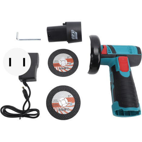 Mini amoladora angular inalámbrica de 12 V, ABS, 900 g, 19500 rpm, batería de iones de litio incluida, funcionamiento silencioso para cortar/lijar/pulir, 2 discos de repuesto.
