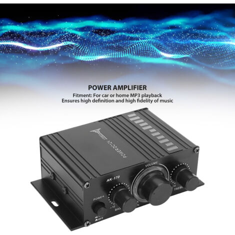Mini amplificador de 12 V  Sonido nítido y sin distorsión de 20 W  Aluminio  Para coche o casa