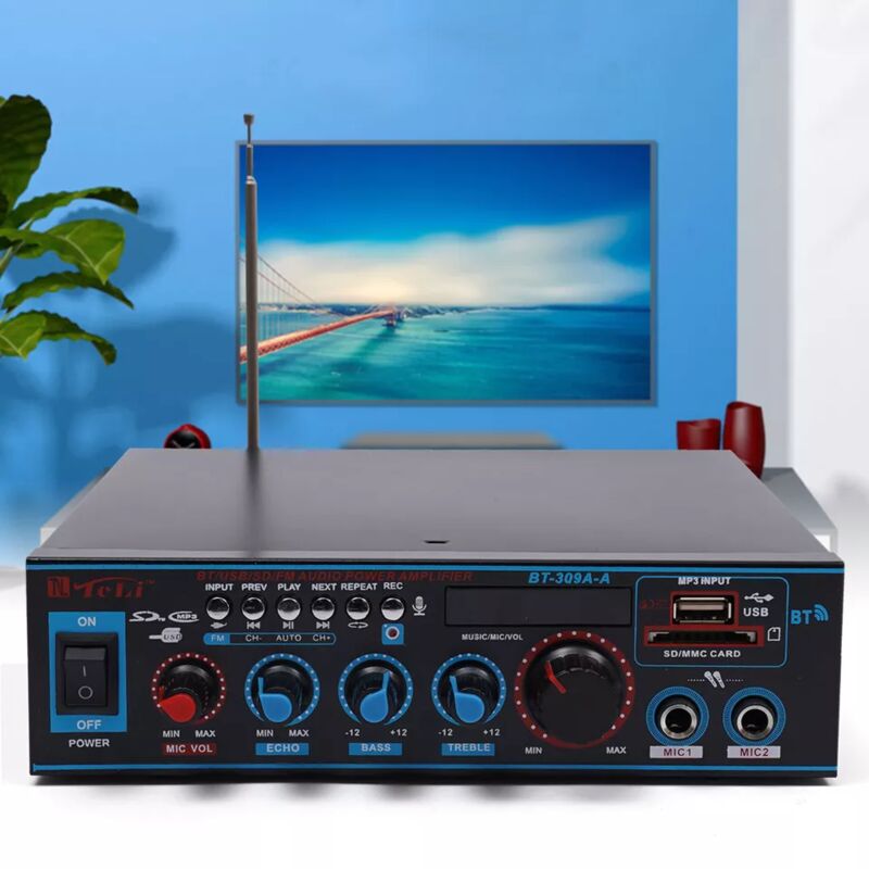 Mini amplificateur de puissance audio Récepteur audio AMP avec slot USB SD