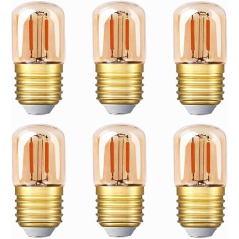 Mini ampoule LED tubulaire, 1W T28 Edison Ampoule à filament LED E27 Base à vis 2200K Ampoule blanche super chaude pour décorative‎ 80 lm non dimmable (verre ambré)，220V, 6 Pack [Classe énergétique G]