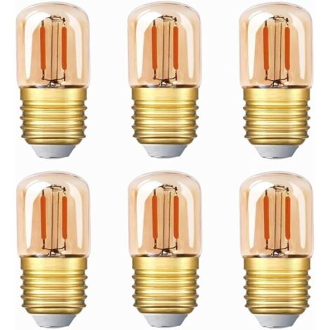 Mini ampoule LED tubulaire, 1W T28 Edison Ampoule à filament LED E27 Base à vis 2200K Ampoule blanche super chaude pour décorative‎ 80 lm non dimmable (verre ambré)，220V, 6 Pack-LIAIKI