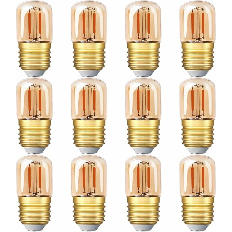 Mini ampoule LED tubulaire, 1W T28 Edison Ampoule à filament LED E27 Base à vis 2200K Ampoule jaune super chaude pour décorative non dimmable (verre