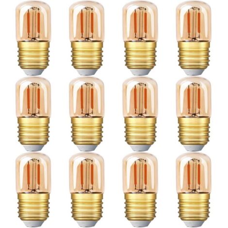 Mini ampoule LED tubulaire, 1W T28 Edison Ampoule à filament LED E27 Base à vis 2200K Ampoule jaune super chaude pour décorative non dimmable (verre ambré) 12 Pack [Classe énergétique G]dyk-alovez
