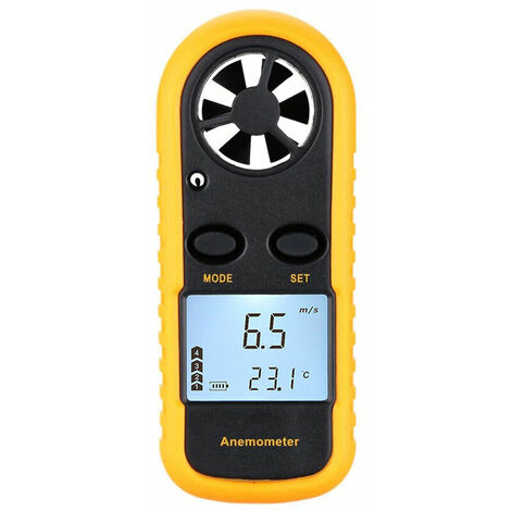 Mini anémomètre numérique LCD vitesse du vent mesure de la température de la vitesse de l'air avec rétro-éclairage