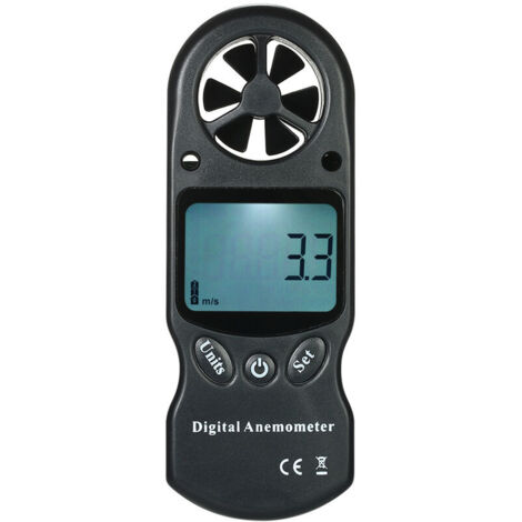 Mini anemometro digitale portatile multifunzionale con temperatura e igrometro (nero)