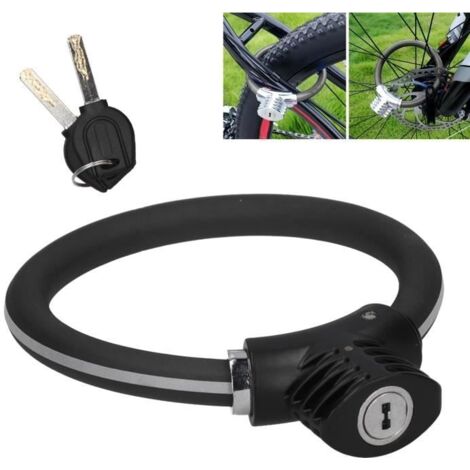Mini Anneau de Verrouillage de Vélo Câble de Vélo Accessoire en alliage de zinc (Noir mat réfléchissant)
