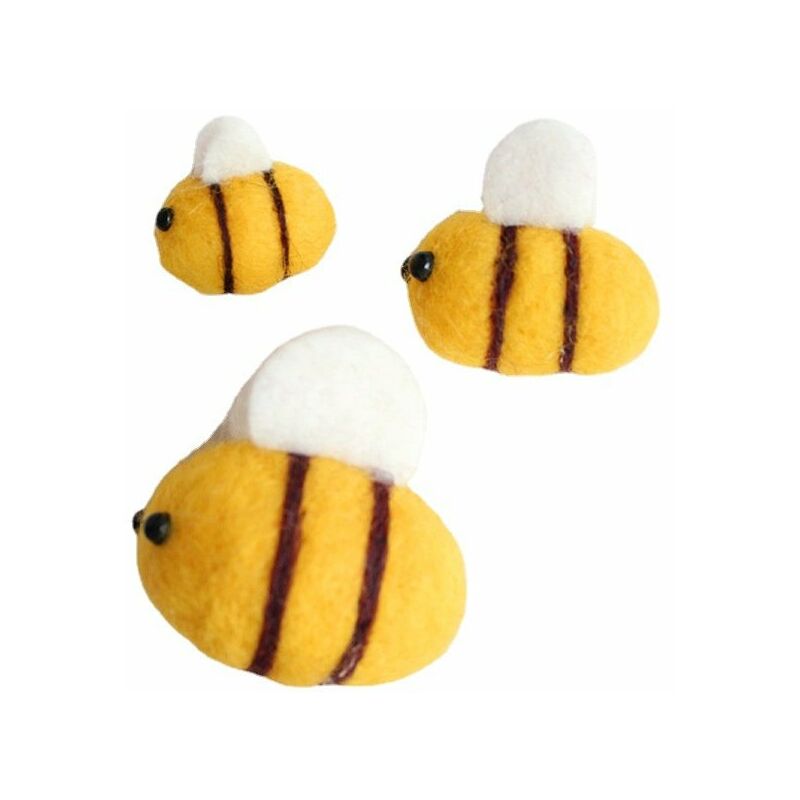 Mini ape in feltro da 3 pezzi, palline di lana