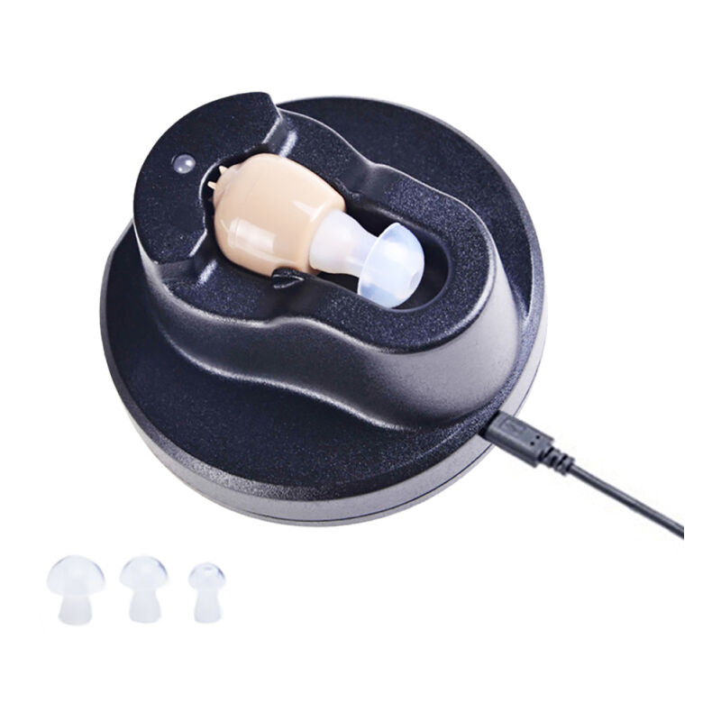 Mini appareil auditif rechargeable de type oreille interne, amplificateur de son avec base de recharge