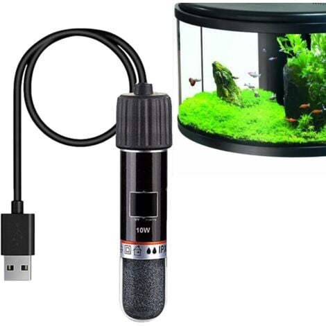 TINOR Mini Aquarium Heater 10W USB Rechargeable Heating Rod Thermostat Space-Saving Heating Tool for Aquarium and Small Fish Tanks