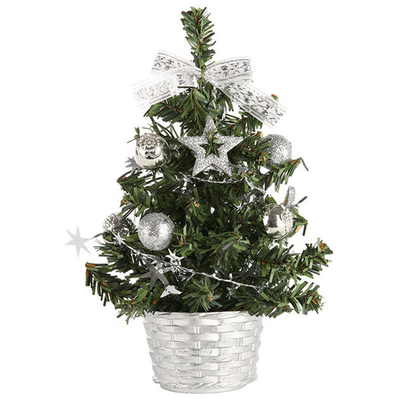 

Happyshop - Mini arbol de Navidad de mesa Hogar Navidad Decoracion de escritorio pequena Adorno de fiesta Regalo de Navidad familiar,Plata, 20cm