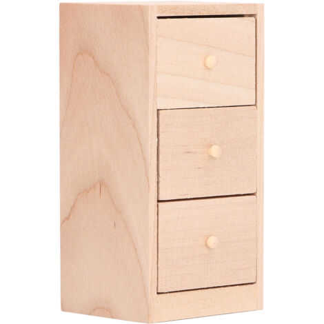 Mini Armoire Modèle avec 3 Tiroirs pour Maison de Poupée, Meuble de Rangement Échelle 1:12