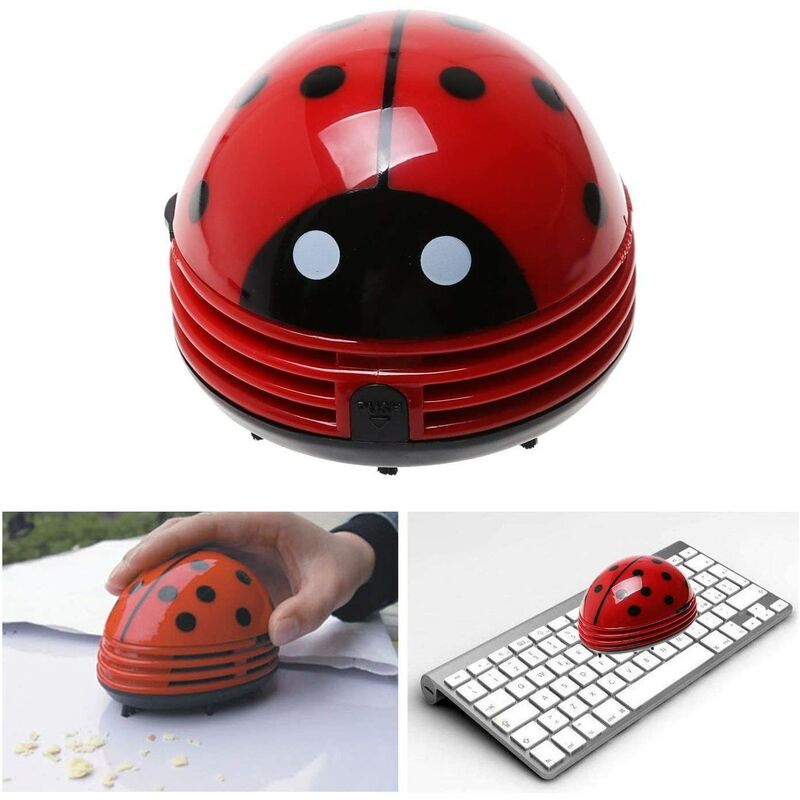 

Abcrital - Mini aspirador de polvo, aspirador eléctrico de mesa Ladybug (rojo)