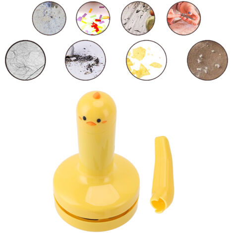 Mini aspiradora de mesa con forma de pollito, recargable por USB, ABS (198 g), potente sistema de filtración, silenciosa, amarilla.