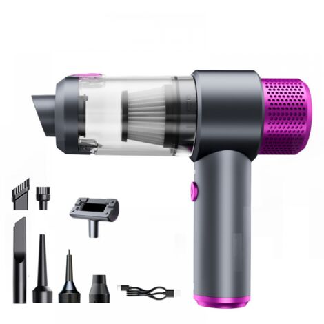 Mini aspiradora recargable por USB, aspiradora y sopladora ligera para coche, hogar y mascotas (motor de bola [color rosa])
