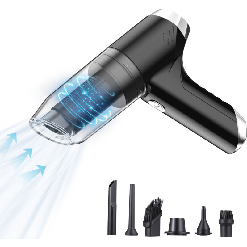 Treetalk - Mini Aspirateur à Main sans Fil, 6000Pa 120W Petit Aspirateur de Voiture Portable Puissant pour Voiture,Cuisine,Noir