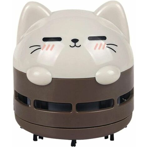 Mini aspirateur de bureau, mini aspirateur à miettes, aspirateur sans fil à faible bruit et économie d'énergie USB rechargeable pour le nettoyage des miettes, Brown