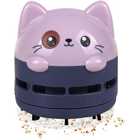 Mini aspirateur de bureau, mini aspirateur à miettes, aspirateur sans fil à faible bruit et économie d'énergie USB rechargeable pour le nettoyage des miettes, violet