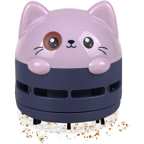 Mini aspirateur de bureau, mini aspirateur miettes, aspirateur sans fil à faible bruit et économie d'énergie rechargeable par USB pour nettoyer les miettes, violet