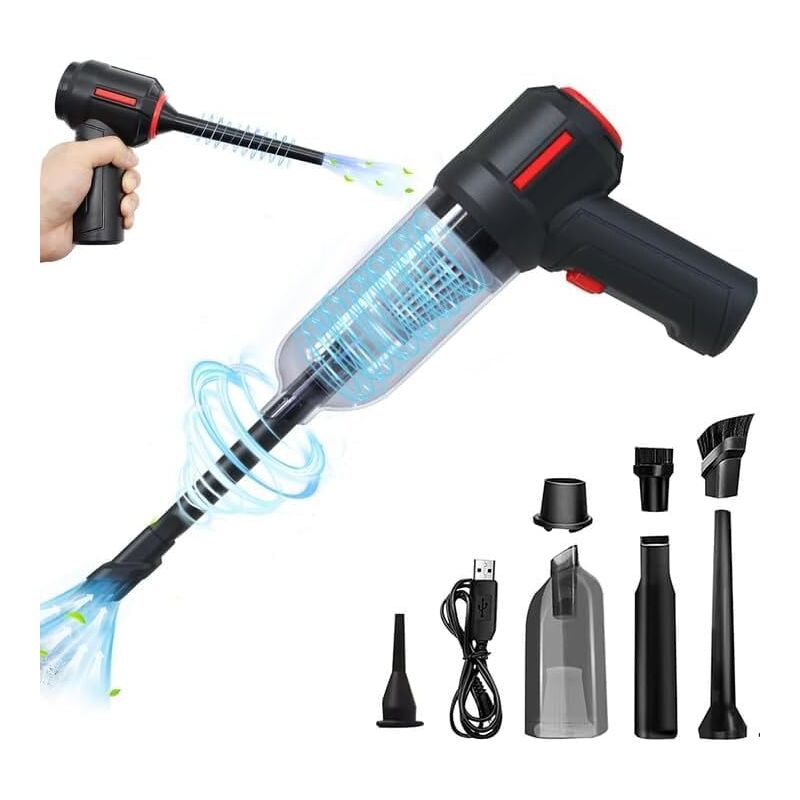 Start - Mini aspirateur de voiture, aspirateur à main sans fil 6 en 1 avec station de charge, souffleur de poussière électrique 6000 Pa pour