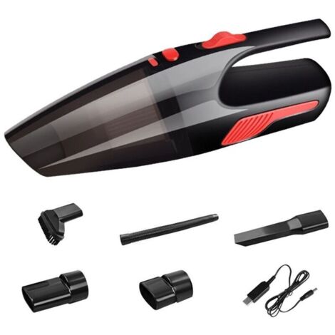 Mini aspirateur de Voiture DC12V 120W, aspirateur portatif à Main avec Filtre HEPA Lavable, Allume-Cigare, LED intégrée, Puissance d'aspiration élevée et Jeu de brosses à buse Inclus
