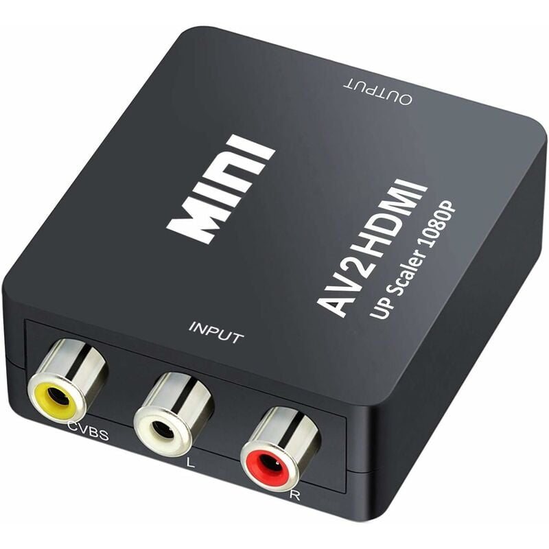 Beijiyi - Mini av rca cvbs vers hdmi Vidéo Audio Convertisseurs Adaptateur Support 720 1080P pour Caméra, Xbox 360, PS1, PS2, wii, N64, Gamecube,